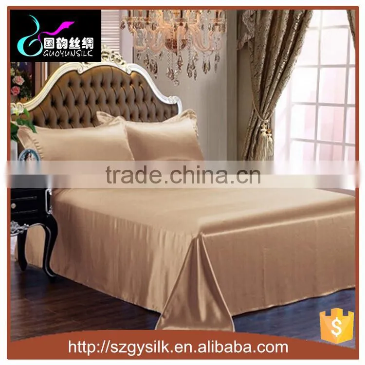 luxury plain dyed 100%silk bedding set silk bed spread