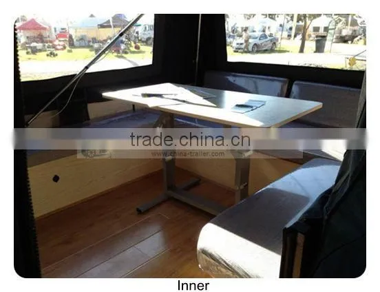 Glulam fast folding table for forward camping trailer