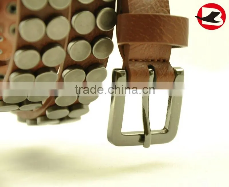 2016 New Fashion Women Brown Studded Leather Belt
