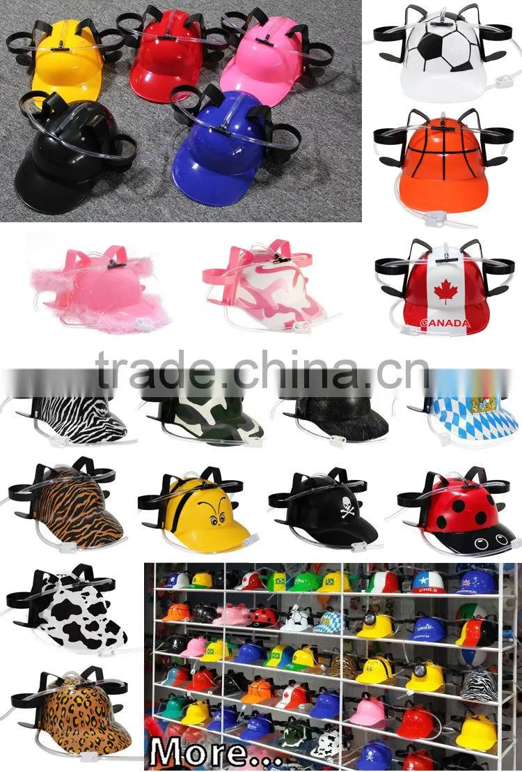Unisex Plastic Soda Bottle Cap Beer Bottle Helmet with Different Design & with Adjustable Internal Strap for Party or Fun Time