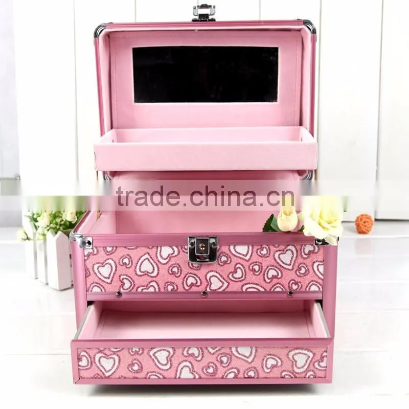 High Quality Aluminum Beauty Box For Makeup PVC Cosmetic Bag With Lock