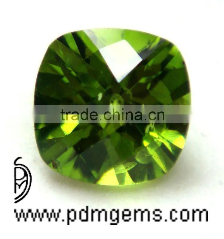 Peridot Cushion Checker Checkerboard Color Gemstone From Manufacturer