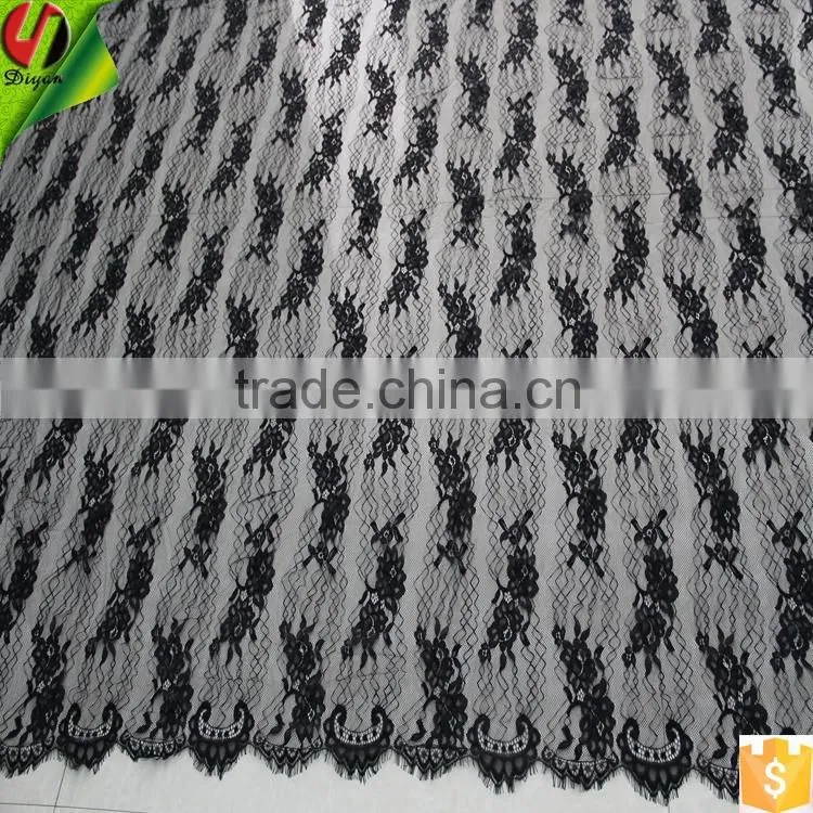 Factory direct cash #BY7509 black nylon eyelash fabric for wedding dresses