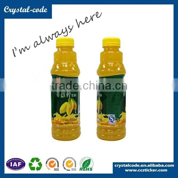 Shrink waterproof roll glossy colorful printing bottle label sticker