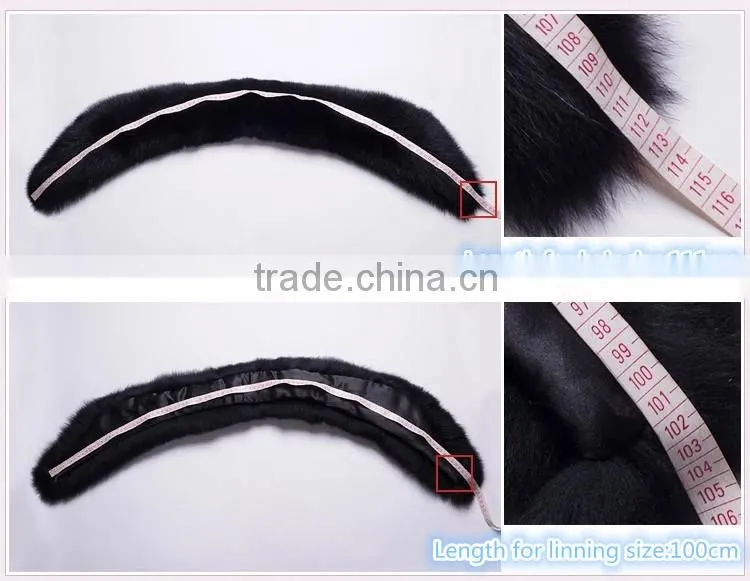 Big Genuine Detachable Black Fox Fur Shawl Collar for Women Leather Jacket