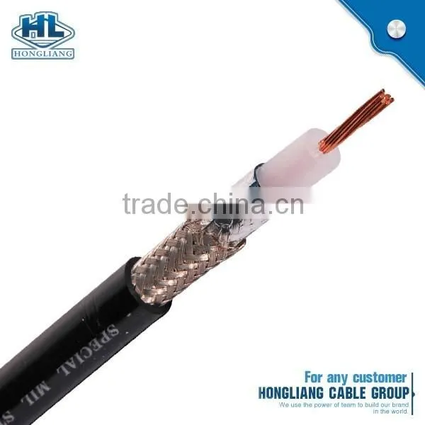 RG-6U with telephone wire coaxial cable BC conductor 1.02mm solid PE Al foil AL-Mg wire braid PVC jacket coaxial cable
