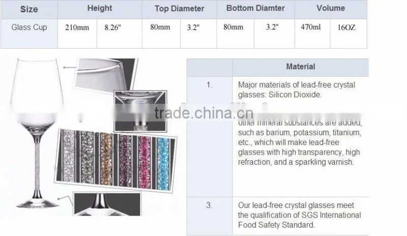 Manufacture Stem Crystal Glass Wine Cup Wedding For Guests Champagne Glasses with diamond