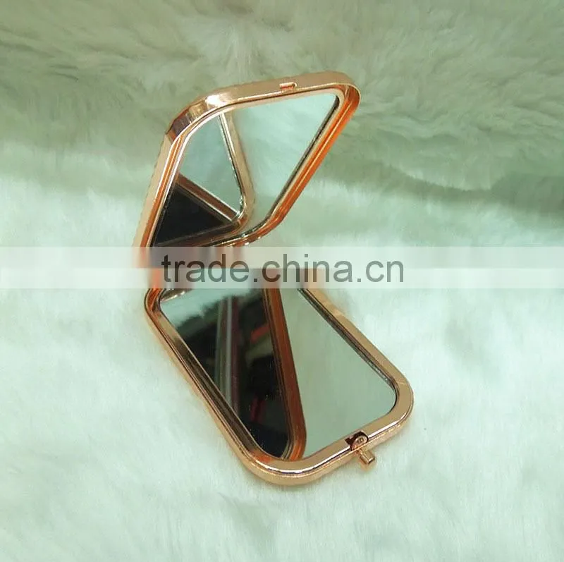 Rose red peafowl pocket mirror with rhinestone