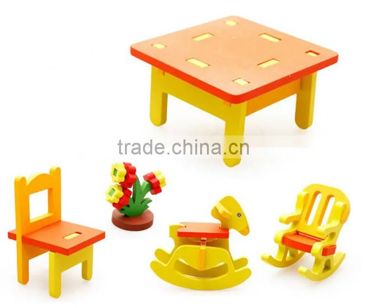 High quality colorful wooden 3d puzzle game for kids