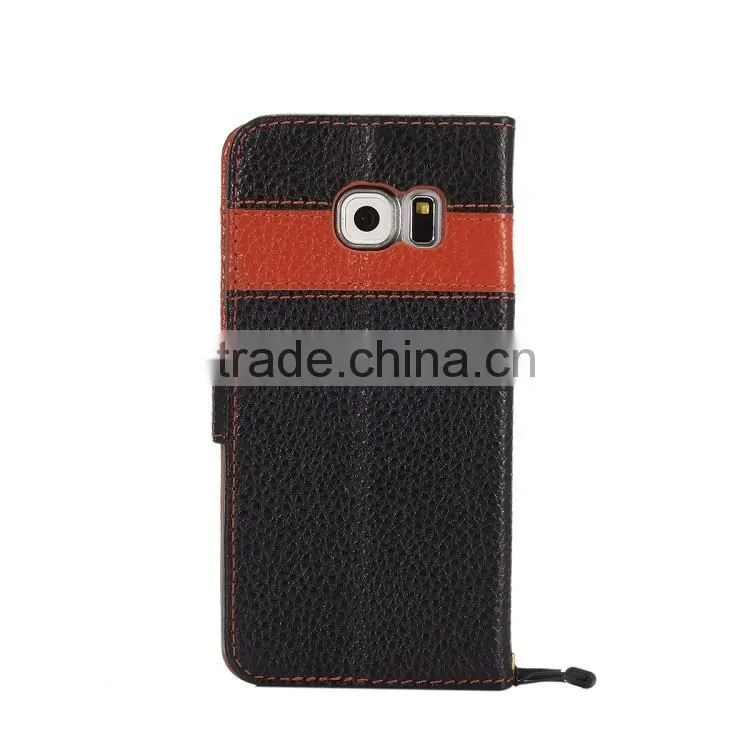 For Samsung Galaxy S6 Edge New Genuine Real Leather Card Holder Flip Wallet Case Cover