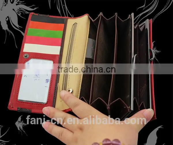 2015 hot selling PU leather wallet with fancy metal design for women or girls