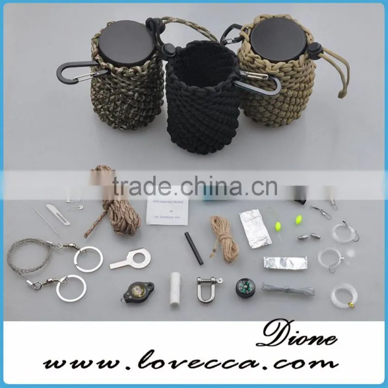 Outdoor Survival Gear Escape Paracord Bracelet With Flint / Whistle / Compass / Scraper