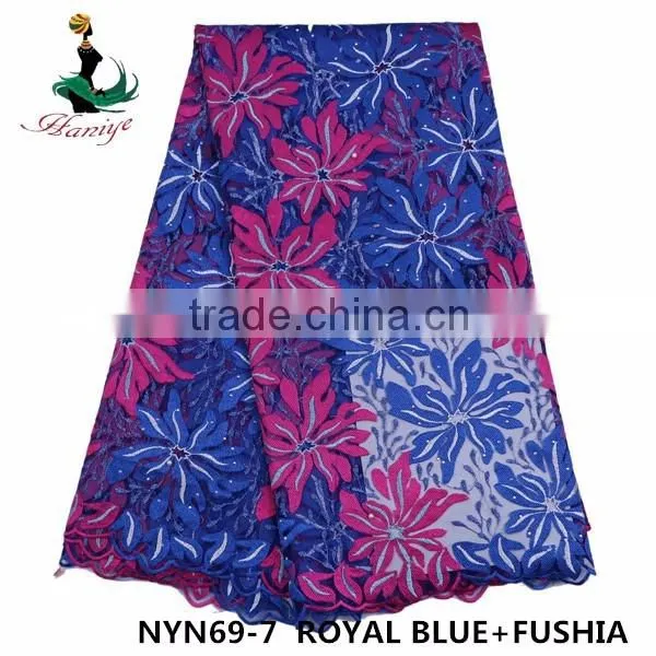 2016 Haniye african Latest embroidery tulle lace fabric nigeria French net lace fabric for dresses/NYN69