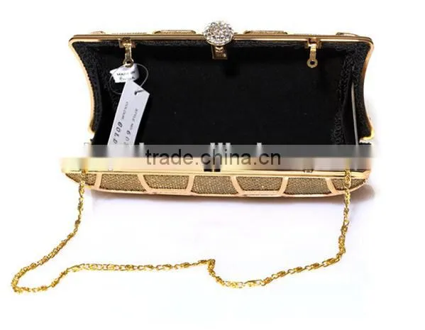2014 leather with metal hollow evening bags fashion clutch Evening Bag
