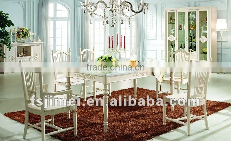 Modern marble top white dining table