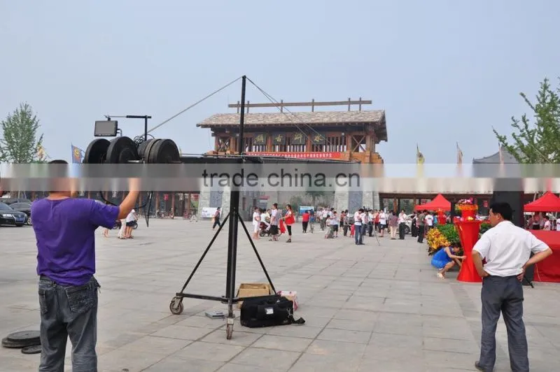 Professional camera crane triangle jimmy jib with 14m triangle and motorized head