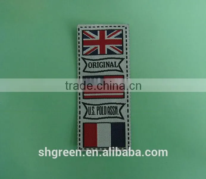 Name brand apparel folded woven label for T-shirt