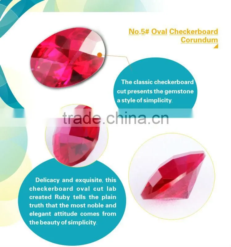 2014 Hot Sale Synthic rudy Oval Shape checkrboard Cut 5# rudy