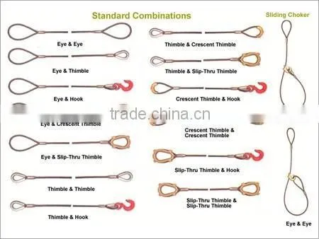 7*7 / 1*19 Galvanized Single Leg Eye and Eye Wire Rope Sling