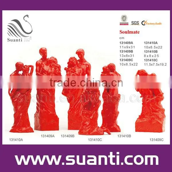 2015 new design red resin wedding couple figurine