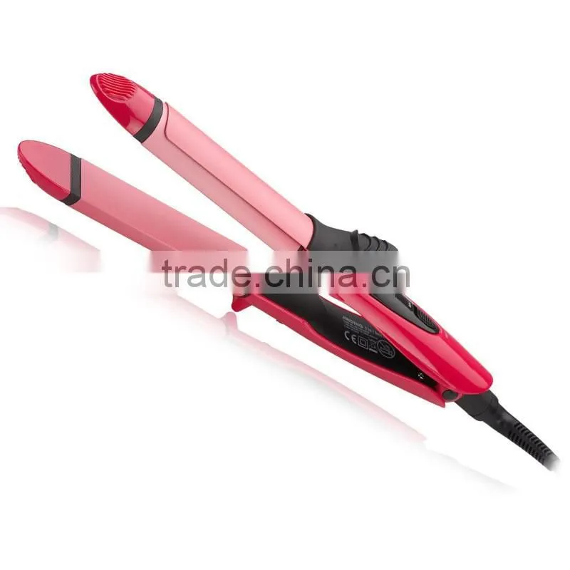 new design China Manufacture 2 in 1 Professional Hair Straightener Curling Iron lady salon hair tools