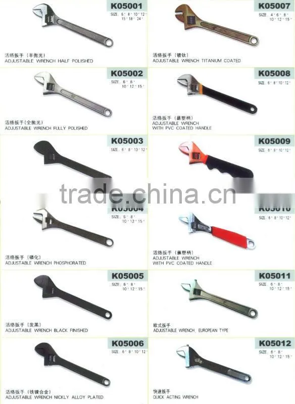 High quality Adjustable Spanner Wrench/ Y type or T type or L type wrench /pipe wrench/ multi-purpose wrench