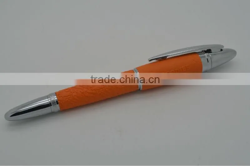 promotional metal leather pen, gift rubber pen, embossed gift logo pen