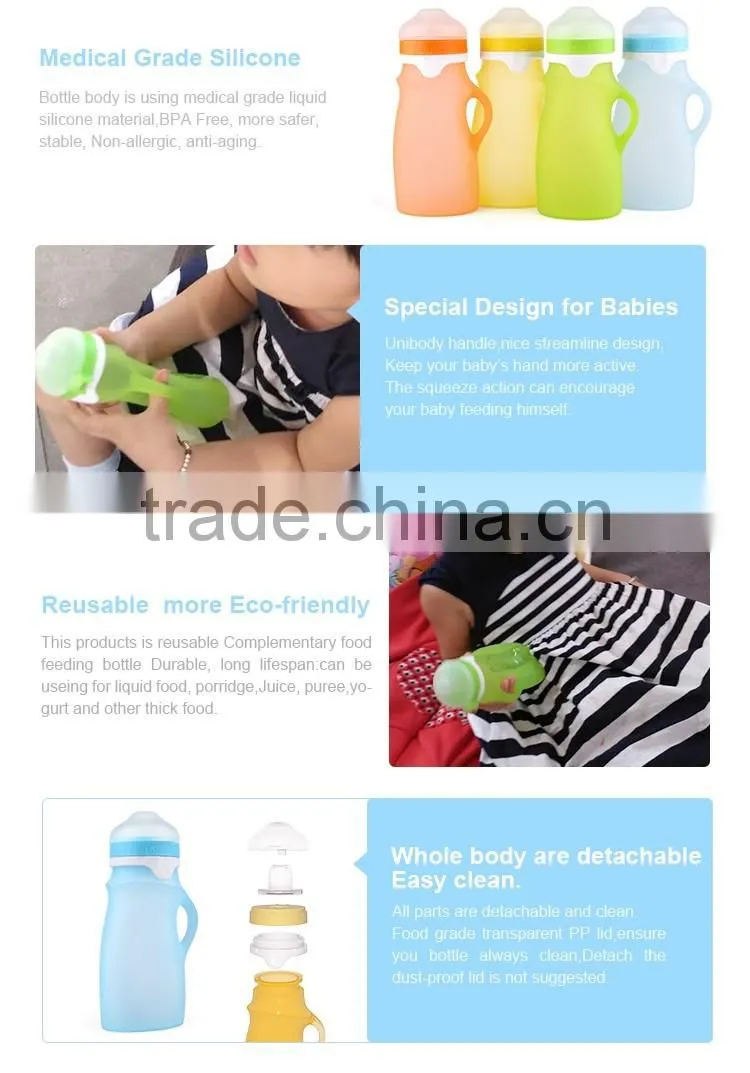 Feeding safety baby food pouches nipple made from FDA silicone
