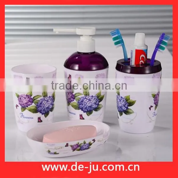 Violets Design Cup Lotion Bottle Cheap Bathroom Sets