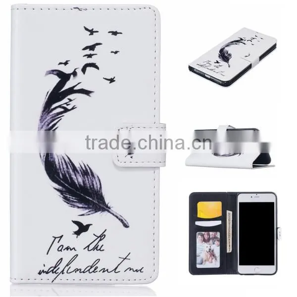 Universal Embossed PU Flip Stand Wallet Leather Mobile Phone Back Cover For iPhone 6 6S
