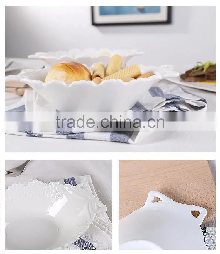 wholesale 600ml cheap customized white ceramic baking sala bowl