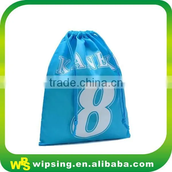 Solid color heavy duty polyester drawstring bag with plastic toggle