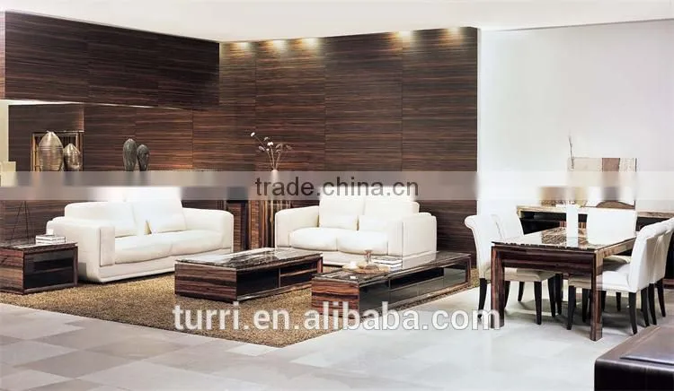 2015 Modern latest Italy ebony veneer TV stand with marble top