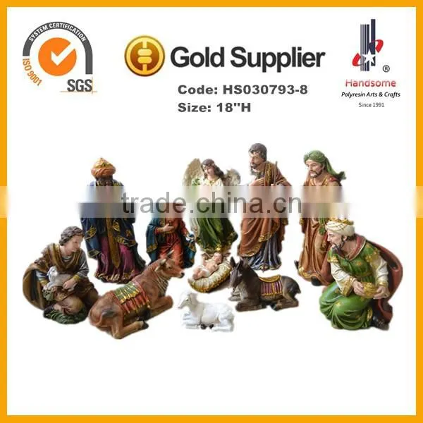 9''H resin religious nativity set