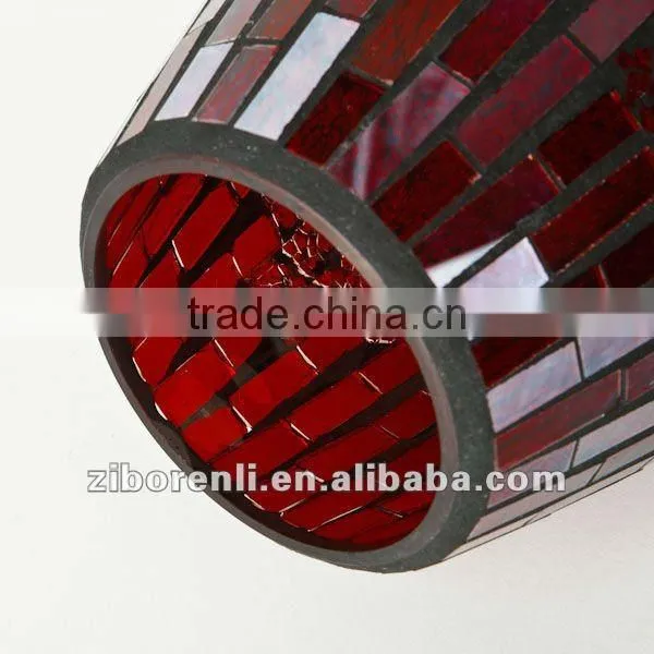 Shinning Red Glass Mosaic Handmade Crack Glass Vase
