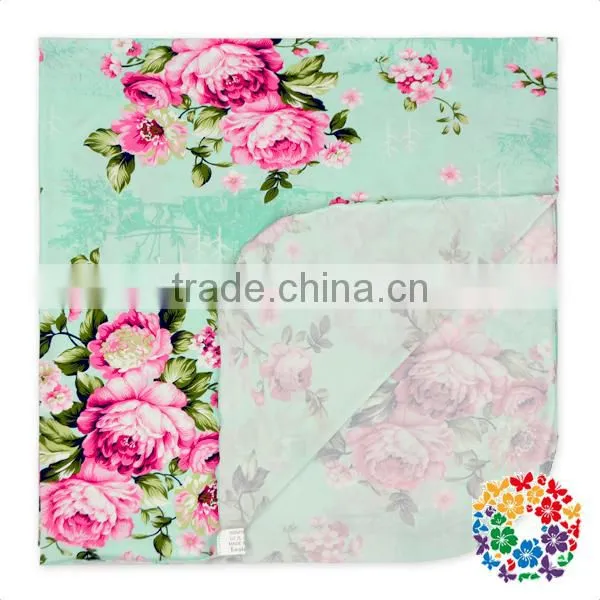 Summer Mint Floral Soft Swaddle Baby Blanket