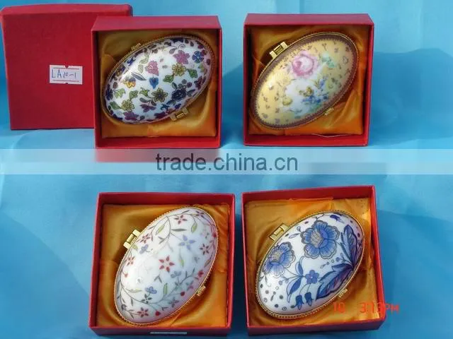 Cute shot shape caremic gilt jewelery box