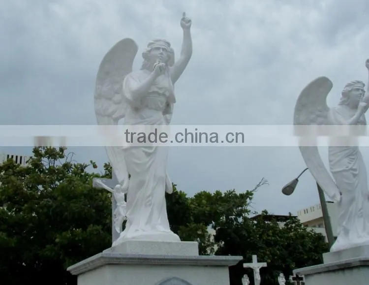 outdoor decoration marble life size stone angel statues for cemetery