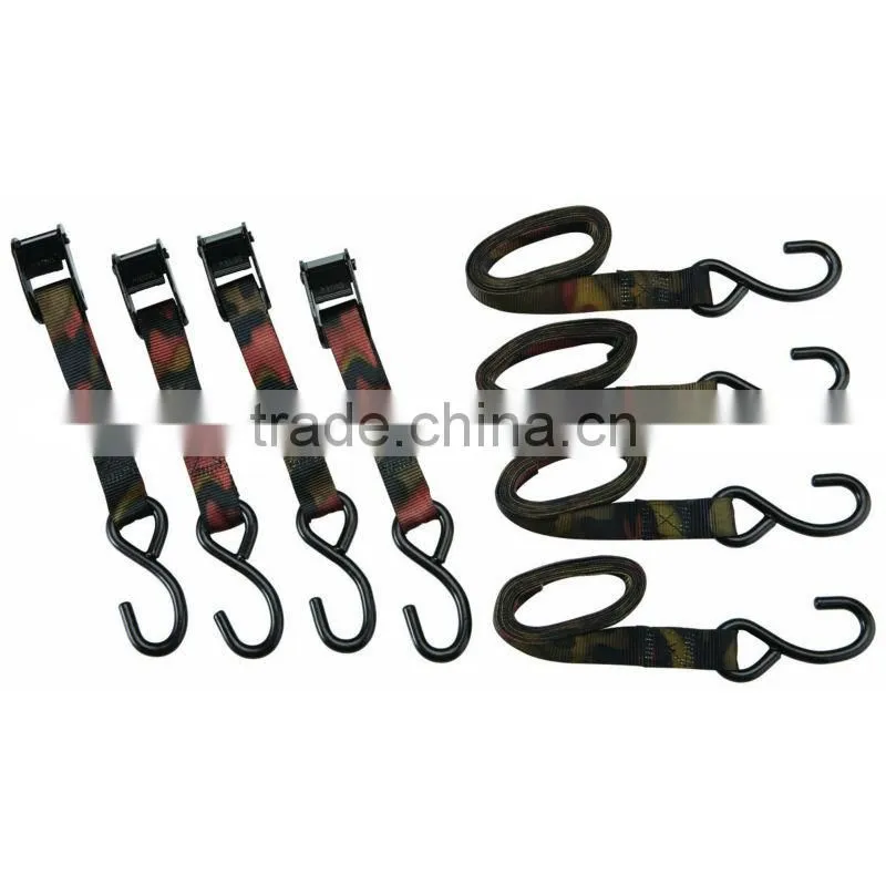 Camouflage Buckle Lock Tie Downs, 4 Piece cam buckle high quality tie downs