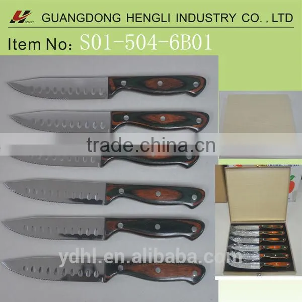 stainless steel steak knife set with wooden box