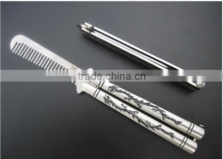 Wholesales Sliver Comb Multi function Stainless Steel Trainer Tool Butterfly Comb