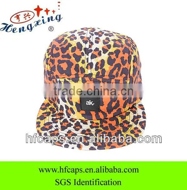 2013 fashion leopard printded snapback cap and hat blank custom 5 panel flat bill cap and hat