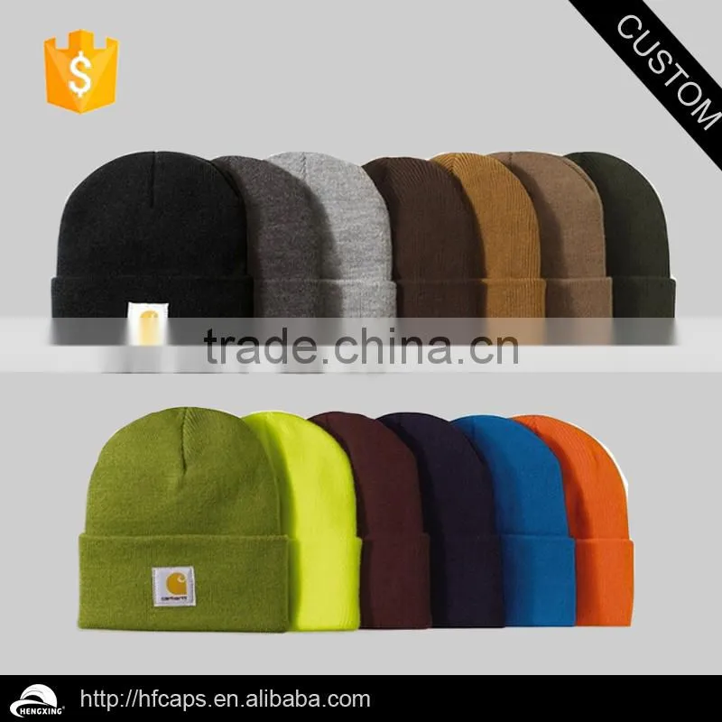 Cheap Fold Up Custom Pom Pom Winter Men's Beanie Hat / Beanie Hat With Embroidery And Jacquard Logo