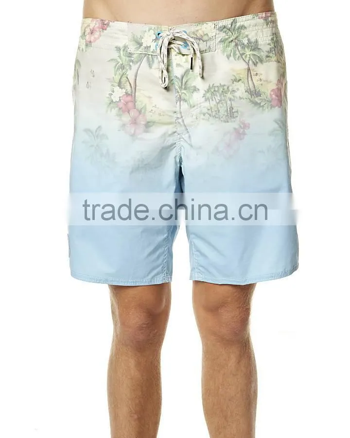 2015 new design 100% cotton mens printed shorts mens swim short beach style blue color fashion mens shorts