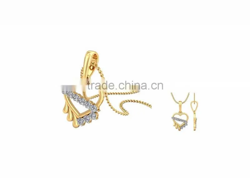 Gold Plated Designer CZ Studded Heart Pendant