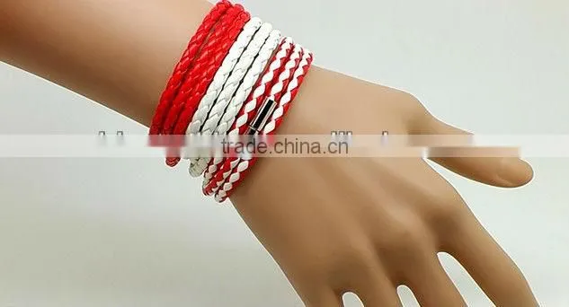 multi strand braided leather bracelet with magnetic clasp, unisex wrap leather bracelet, brown color leather bracelet