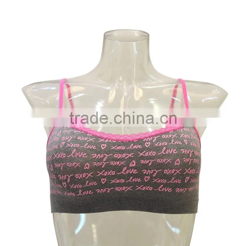 Printing straps seamless top kids underwear latest design girls tube top