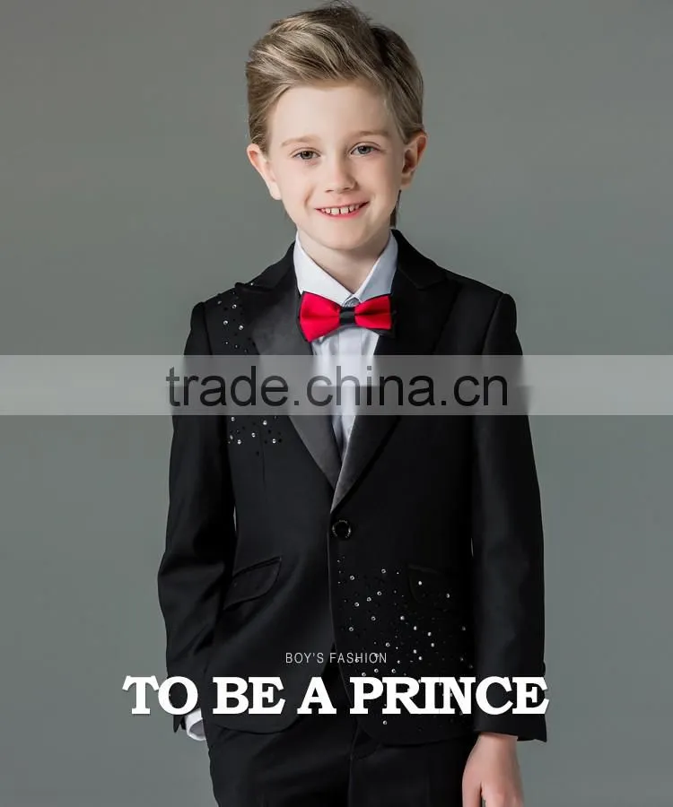 ELPA slim black fancy 3 piece designer kids boys suits