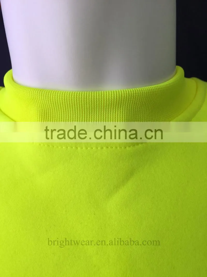 80% polyester 20% cotton fleece hi vis safety sweatshirt with heat-applied reflective tape meet CSA Z96 requirement