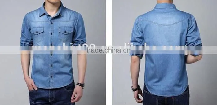 2016 new fashion men's denim casual shirt